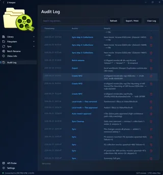 Audit log — Z-Keeper