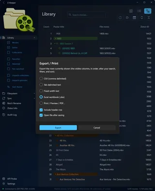 Print & export — Z-Keeper